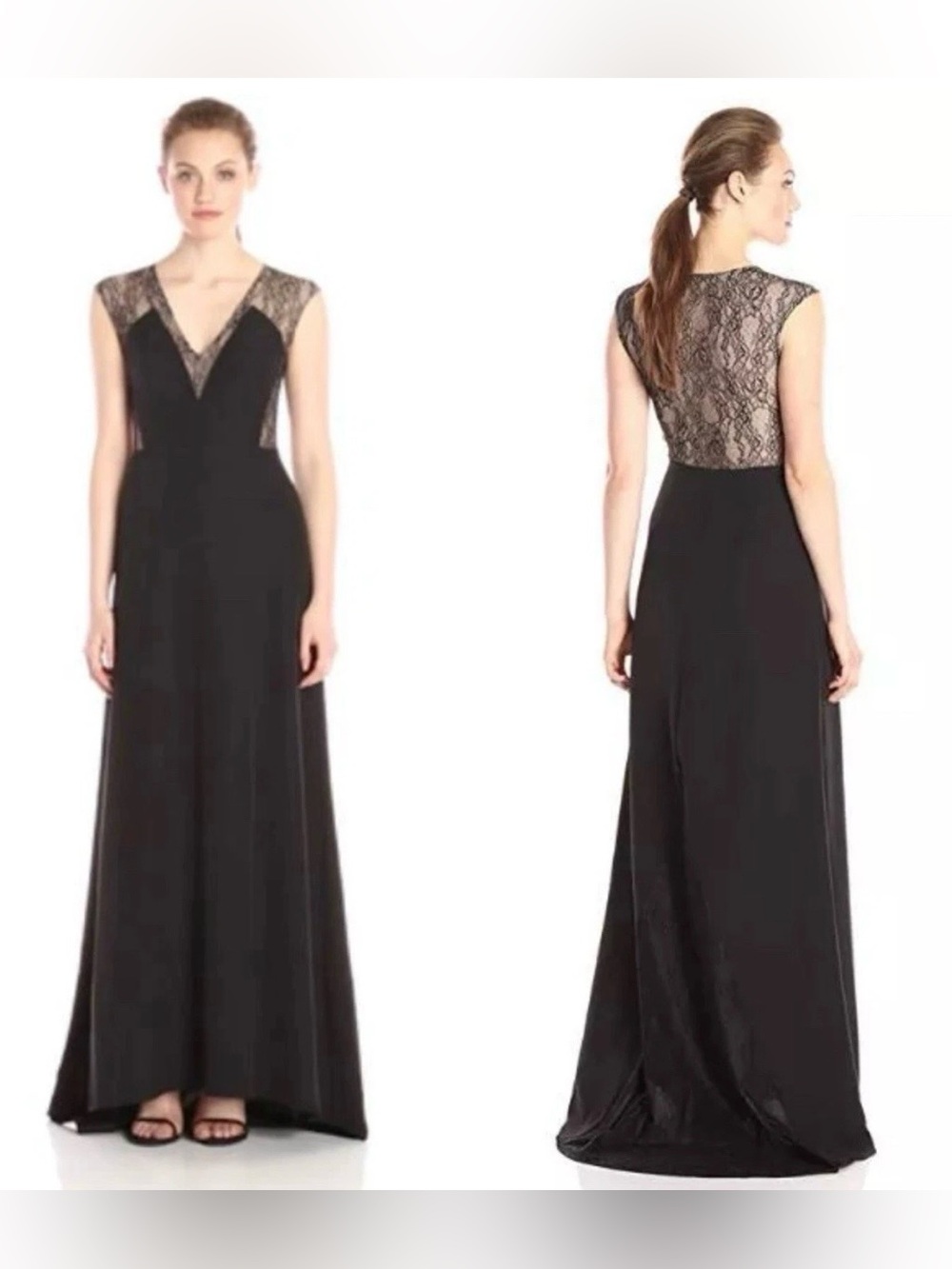 Black Floor Length Lace Sheer Gown Size 2